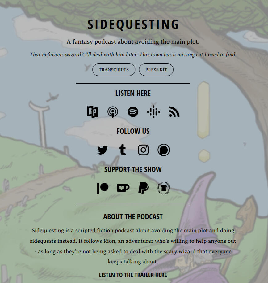 Sidequesting Website Screenshot