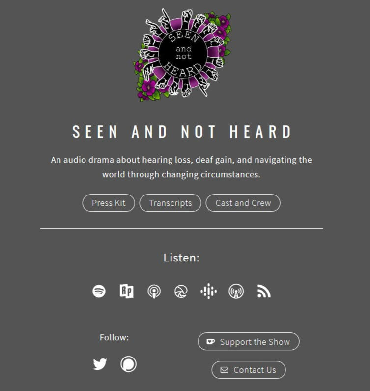 Seen and not Heard website screenshot