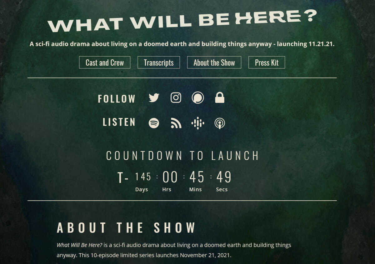 What Will Be Here? Website screenshot.